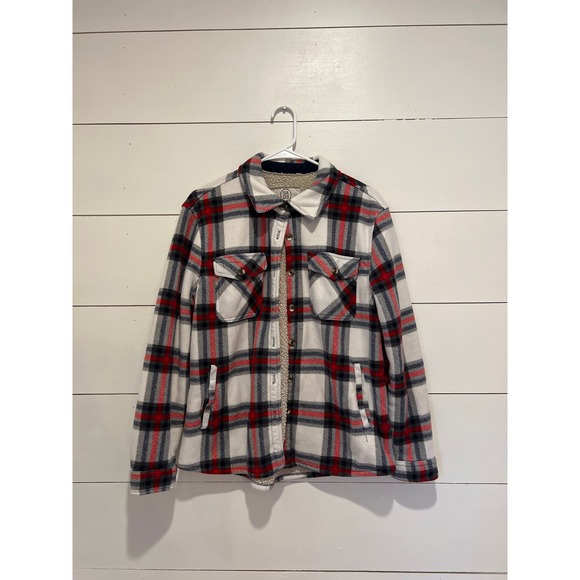 Women's SAGE Collective Plaid Jacket Faux Fur Lining Button‎ Up SZ M - Picture 1 of 7